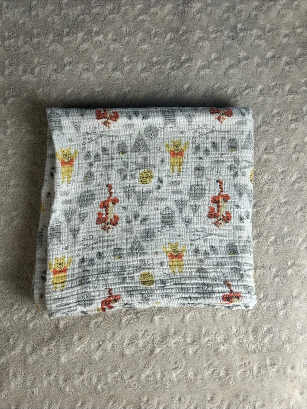 Disney Baby Aden + Anais Winnie the Pooh Bear Swaddle Blanket Tigger Gray Trees